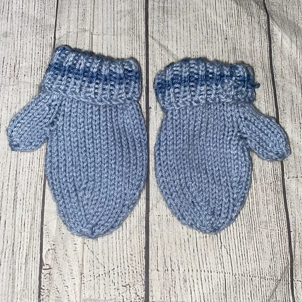Toddler knit mittens blue